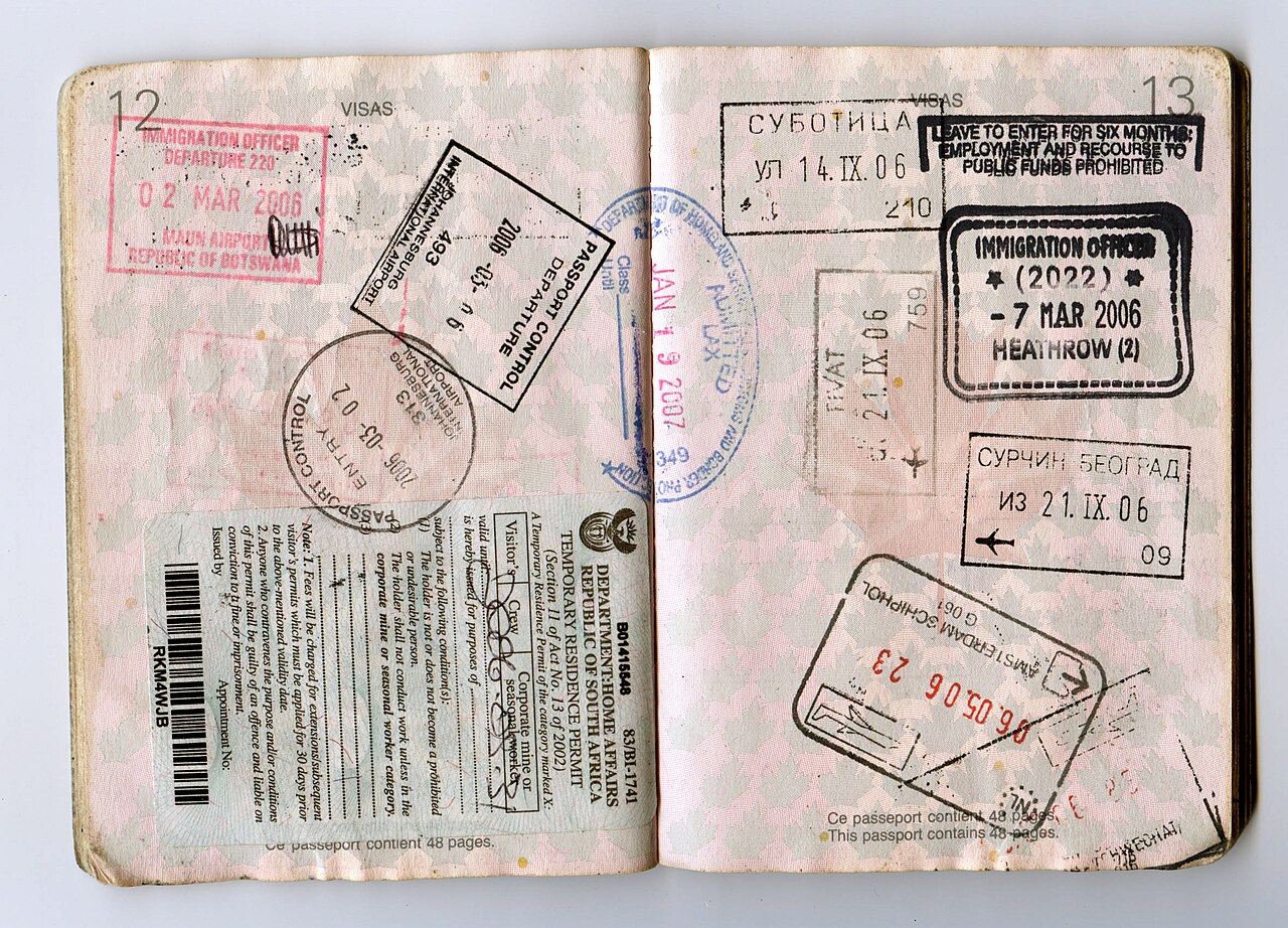 Pasaporte con timbres de visa
